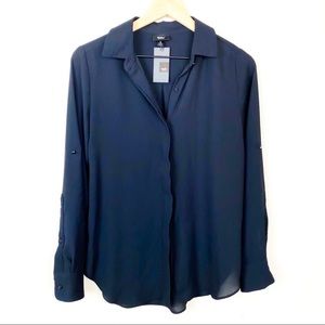 MOSSIMO Sheer Long Sleeve Blouse Top S Black